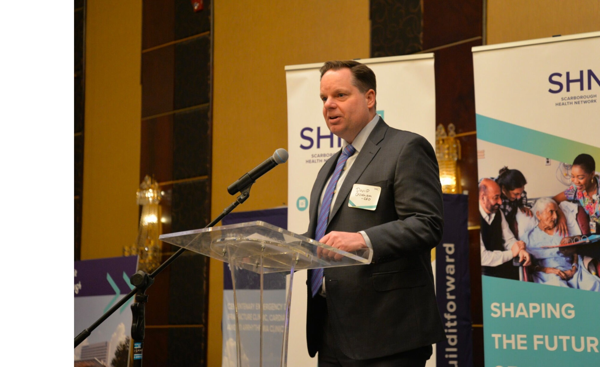 SHN President and CEO David Graham welcomes participants to the Birchmount Redevelopment Community Forum on March 8, 2023.