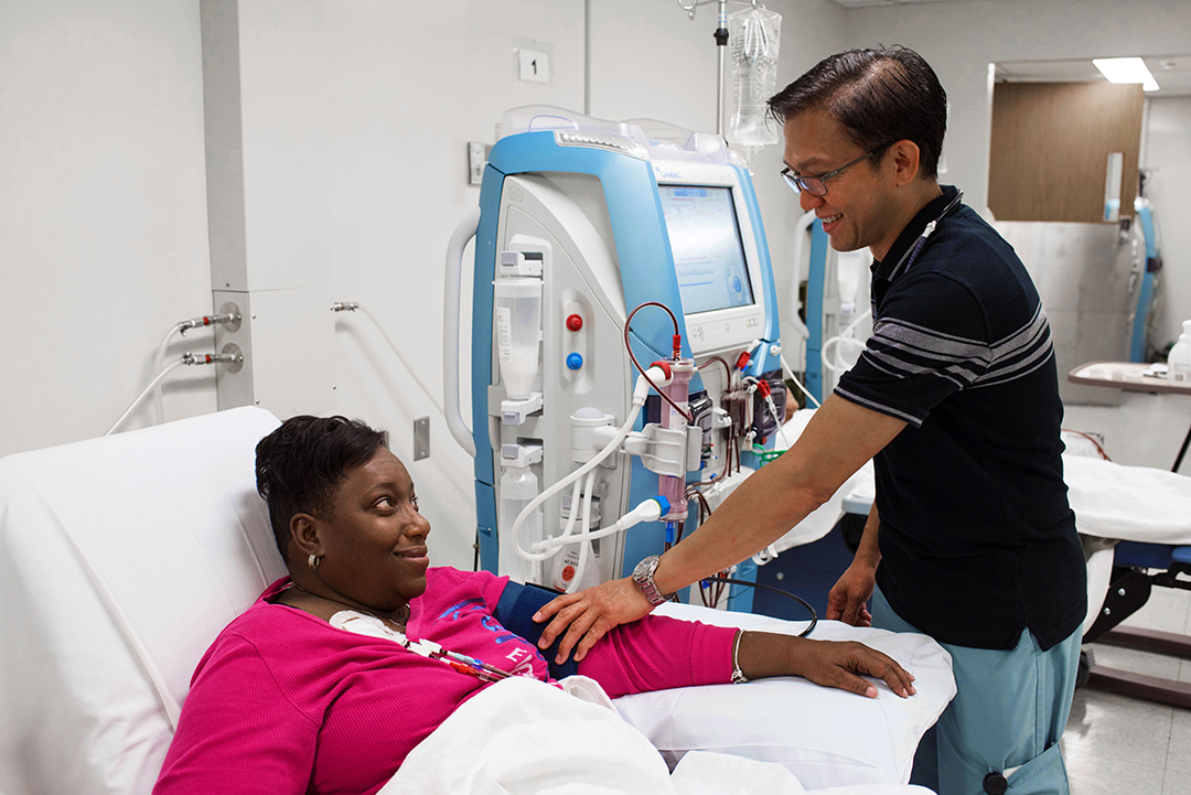 Nephrology patient receiving dialysis at the hospital
